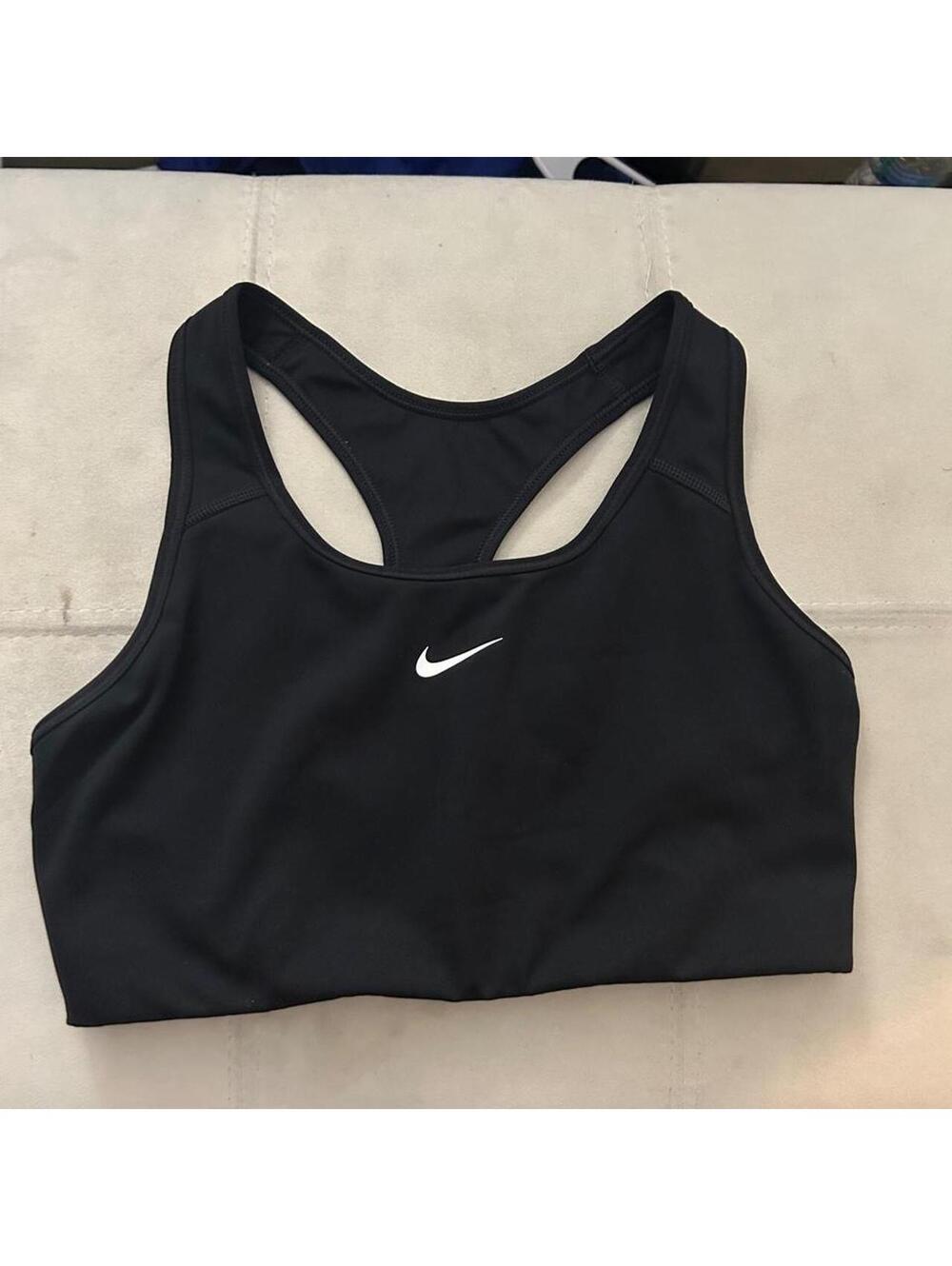 Nike black razor back sports bra with white swoosh size M